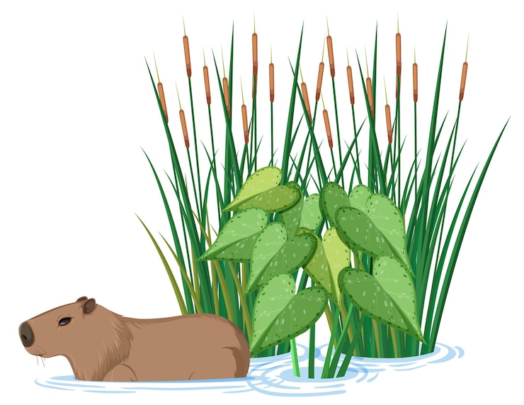 Vector gratuito wombat nadando en el agua