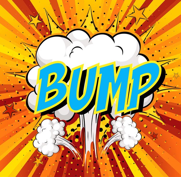 Word Bump sobre fondo de explosión de nube cómica