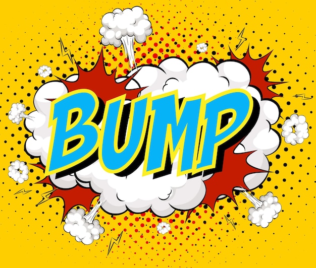 Word Bump sobre fondo de explosión de nube cómica