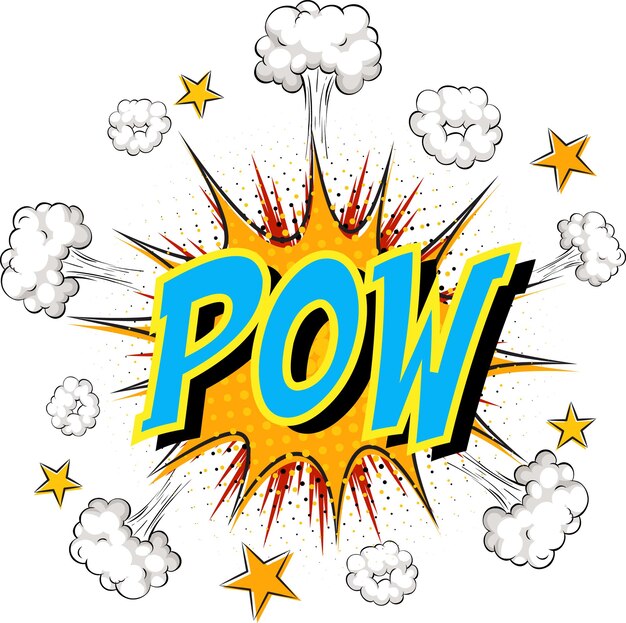 Word Pow en explosión de nube cómica