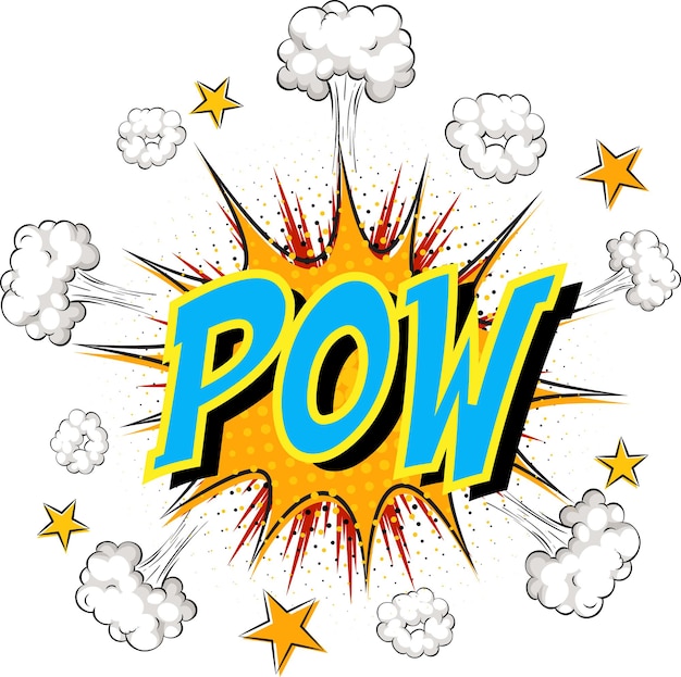 Word Pow en explosión de nube cómica