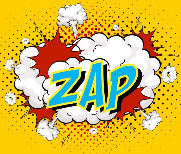 Word Zap sobre fondo de explosión de nube cómica