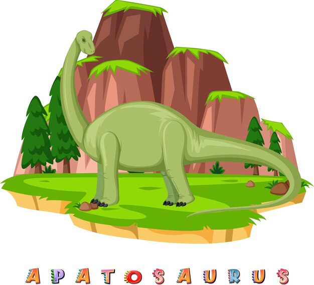 Vector gratuito wordcard de dinosaurio para apatosaurio