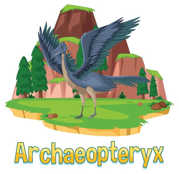 Wordcard de dinosaurio para Archaeopteryx
