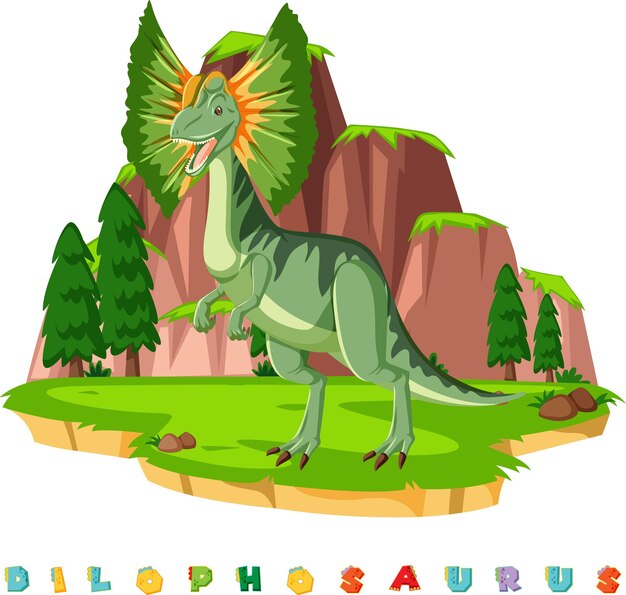 Wordcard de dinosaurio para dilophosaurus