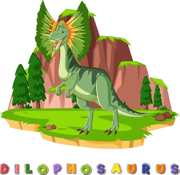 Wordcard de dinosaurio para dilophosaurus