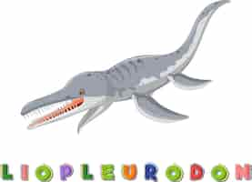 Vector gratuito wordcard de dinosaurio para liopleurodon