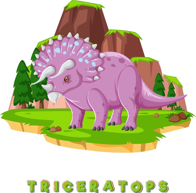 Wordcard de dinosaurio para triceratops