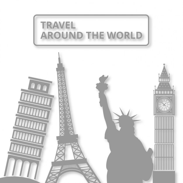 World landmar symbol viaje alrededor del mundo