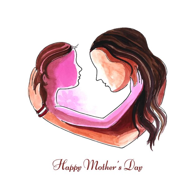 X9Feliz día de la madre para mujer y bebé, diseño de tarjeta de amor para niños