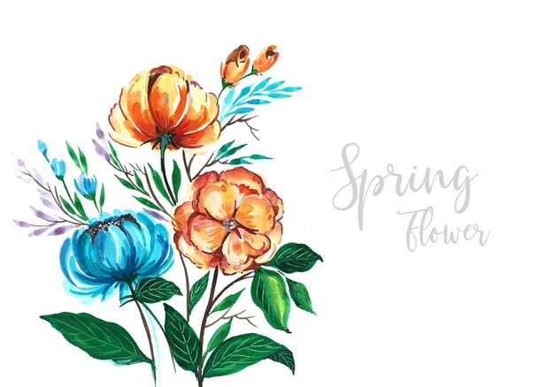 X9Hand dibujar diseño de acuarela de manojo de flores de primavera coloridas decorativas