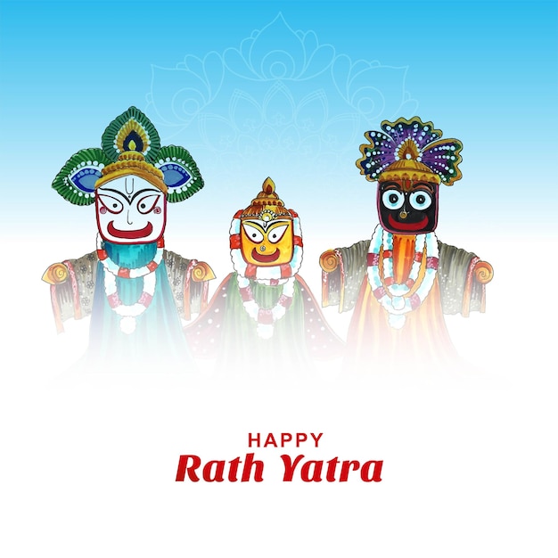 Vector gratuito x9lord jagannath para balabhadra y subhadra en rathayatra anual en el diseño de la tarjeta del festival odisha