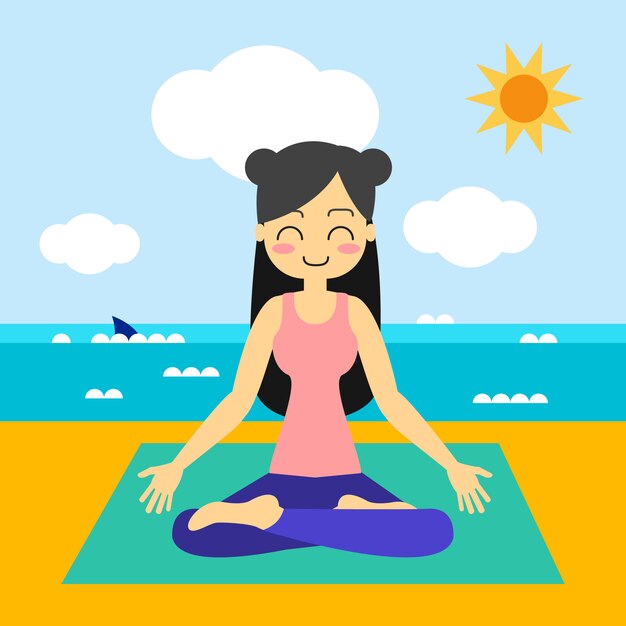 Yoga practicante de la mujer en la actitud del árbol. En asana Vrikshasana.