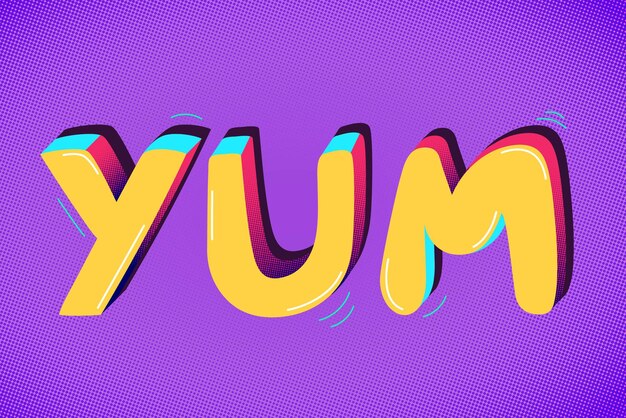 Yum vector de tipografía de mensaje funky