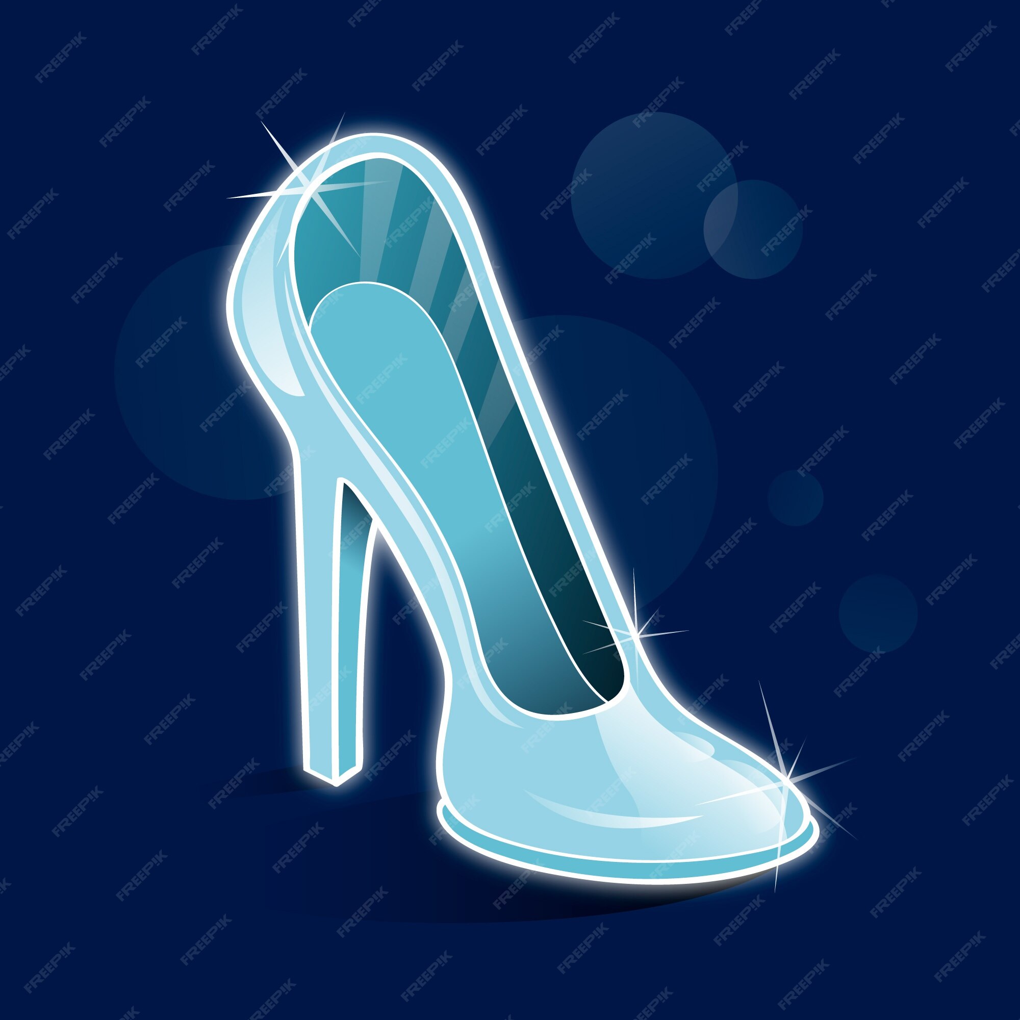 Zapato de cristal de cenicienta con destellos | Vector Gratis