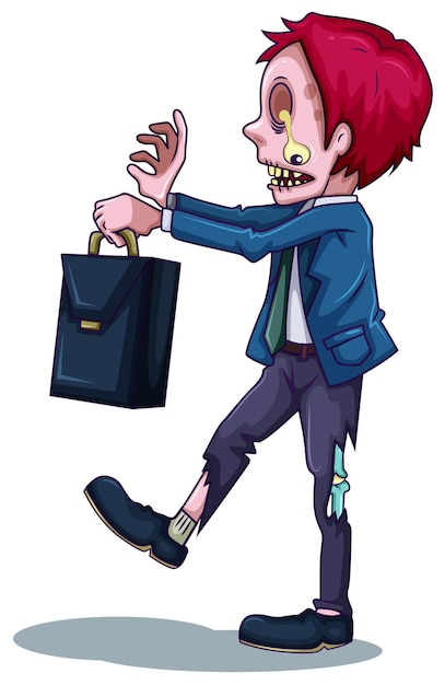 Un zombi masculino con una bolsa.