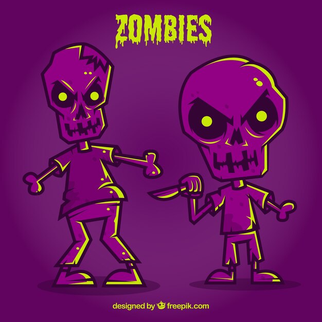 Zombies púrpura de Halloween