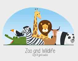 Vector gratuito zoo safari reserva de animales salvajes