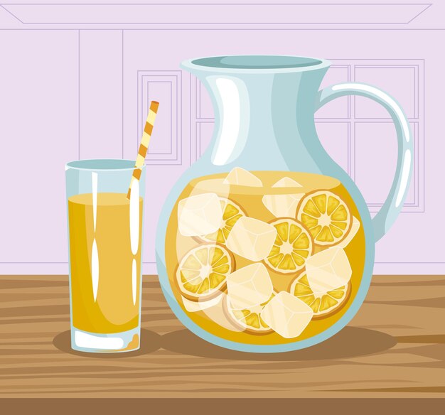 Zumo de naranja en tarro y vaso