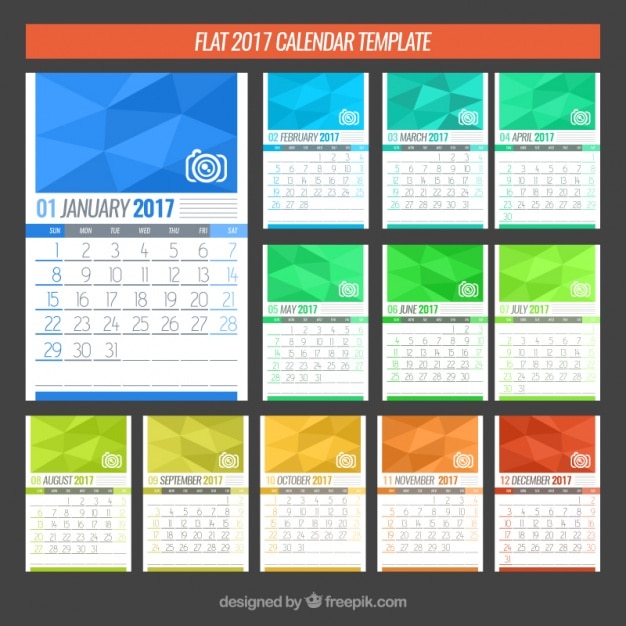 Miễn phí Vector 2017 calendar template in polygonal design