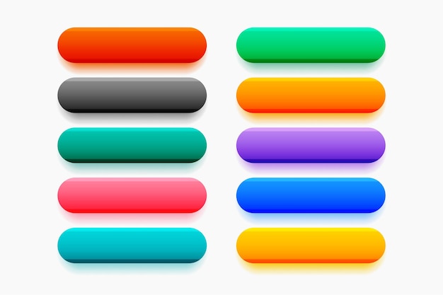 3d style empty rectangular web button in set