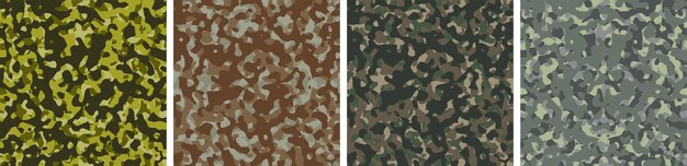 4 Camouflage Background Set Pattern Design Vector Illustration Army Backdrop