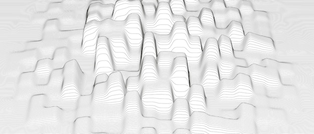 Abstract background with distorted line shapes on a white background.
