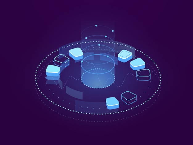 Abstract banner of Data visualization, big data processing, cloud storage and server hosting
