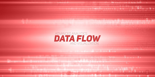 abstract big data visualization. Red flow of data as numbers strings. Information code representation. Cryptographic analysis. Bitcoin, blockchain transfer. Stream of encoded data background