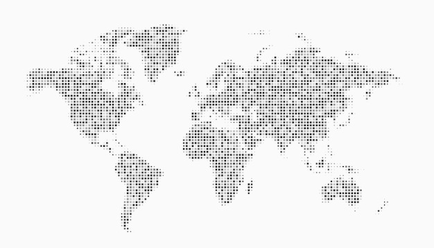 Abstract gray world map in dotted style vector design