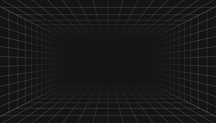 Miễn phí Vector abstract wireframe grid line room perspective dark background
