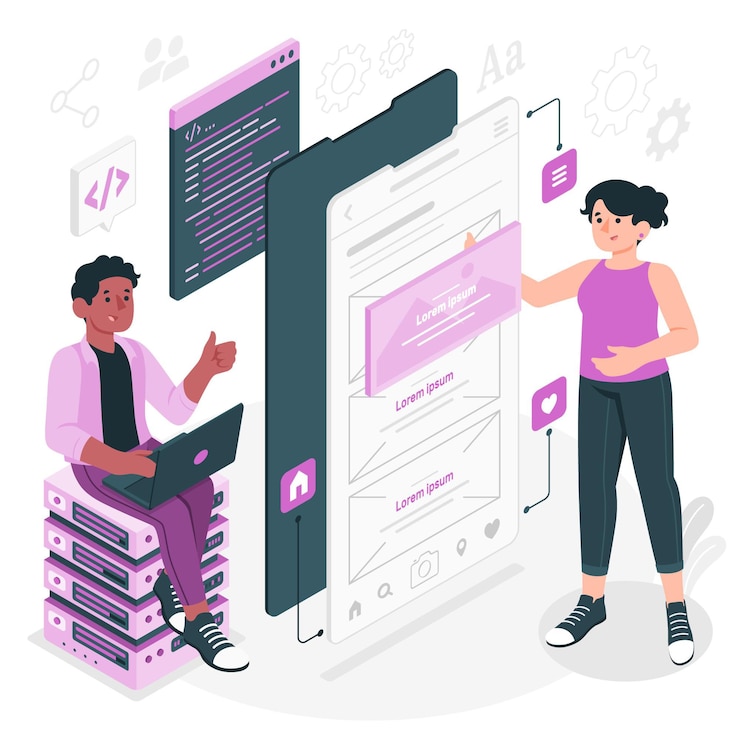 Miễn phí Vector app development concept illustration
