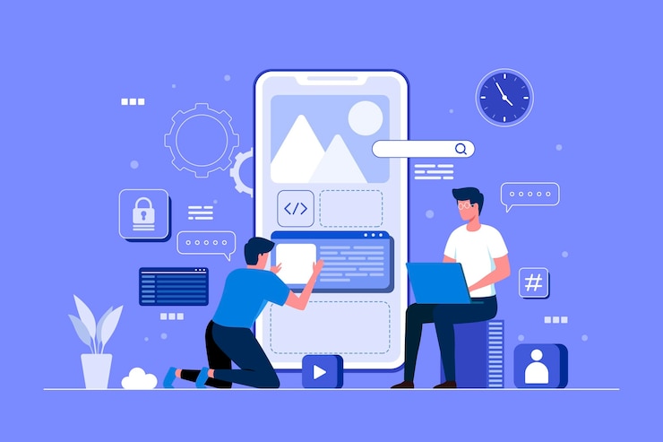 Miễn phí Vector app development illustration
