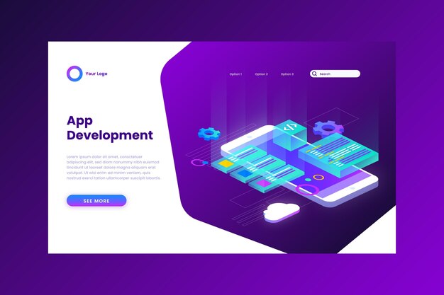 app development landing page template
