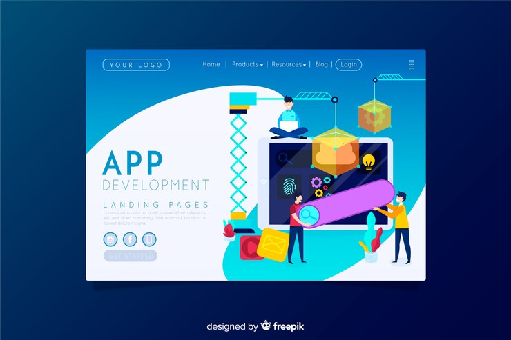 Miễn phí Vector app development landing page