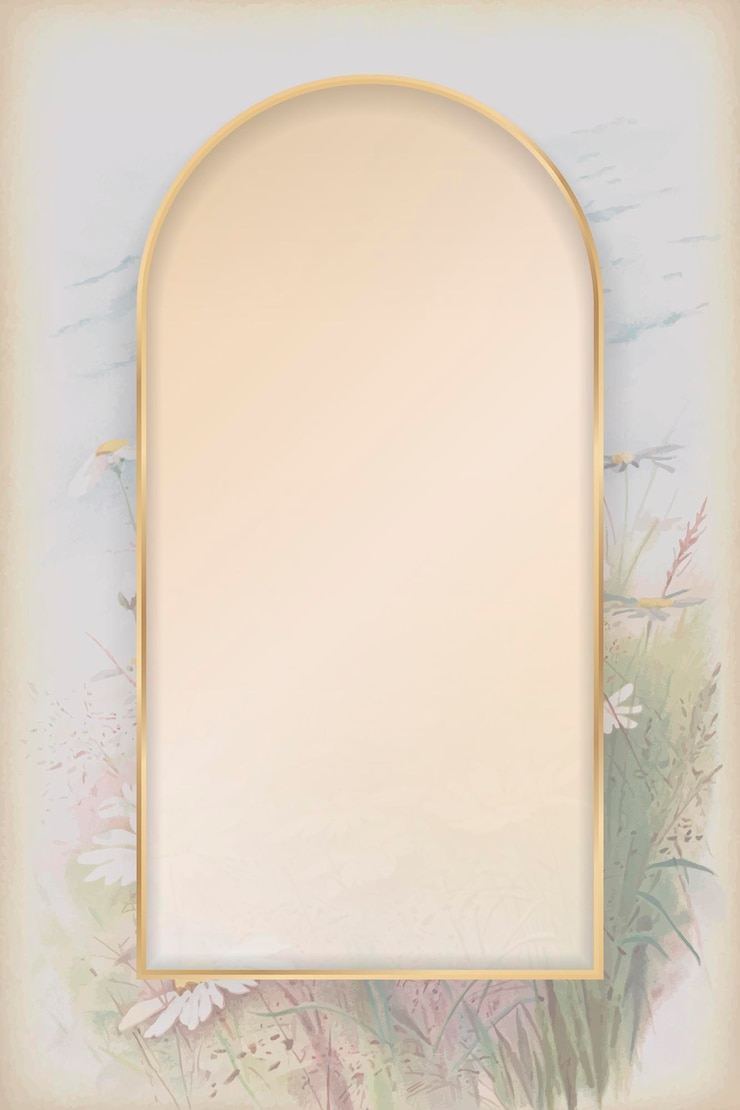 Miễn phí Vector arch gold frame on daisy patterned background template vector