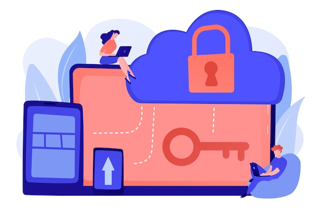 architect and engineer working on technologies and controls to protect data and applications. cloud computing and cloud information security concept