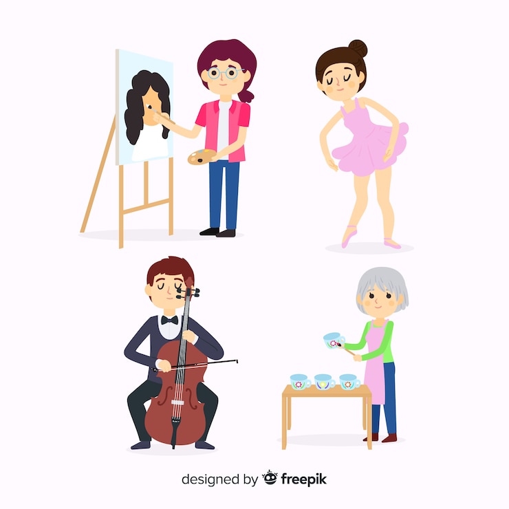 Miễn phí Vector artists at work set with dancer