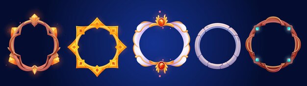 Avatar circle decorative frames for game ui design