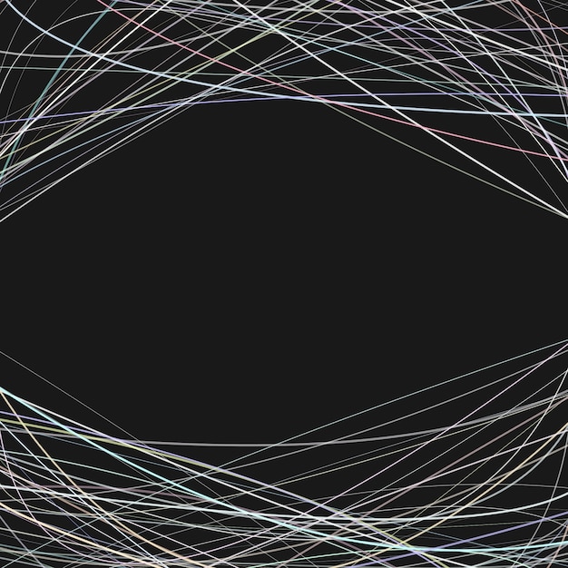 Background with random curved lines in colorful tones at the top and the bottom - vector design on black background