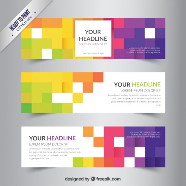 Banners template with colorful pixels