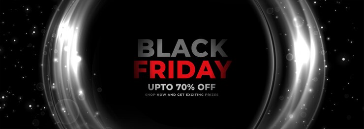 Miễn phí Vector black friday banner with circular glowing lines