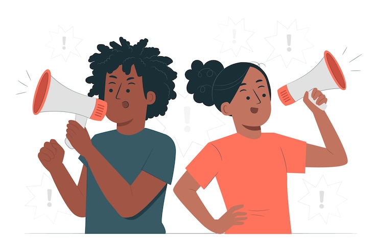 Miễn phí Vector black people holding megaphone concept illustration