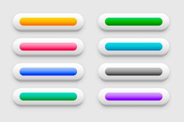 blank and colorful rectangular web button sign in set