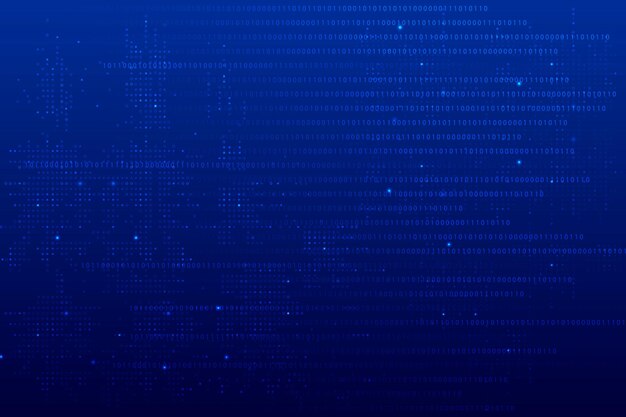 blue data technology background vector with binary code