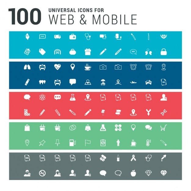 Miễn phí Vector bộ 100 biểu tượng chung