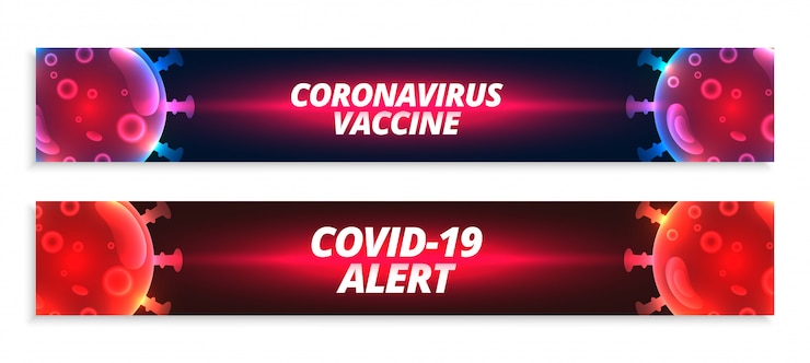 Miễn phí Vector bộ banner cảnh báo và vắc-xin coronavirus covid-19