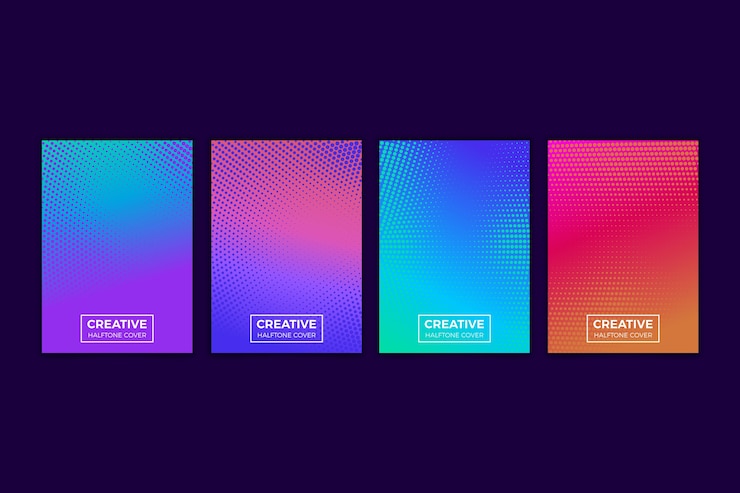 Miễn phí Vector bộ sưu tập bìa gradient halftone