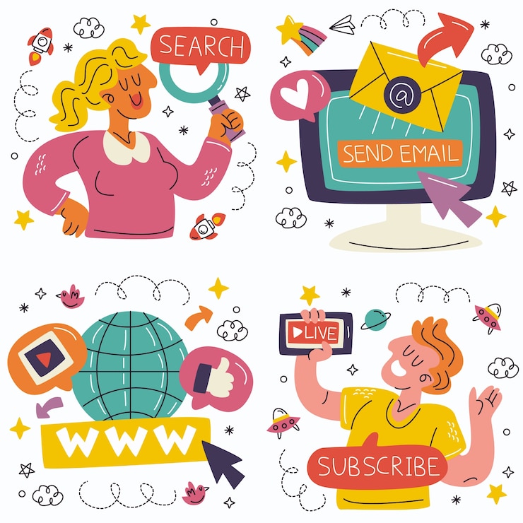 Miễn phí Vector bộ sưu tập hình dán doodle trên internet