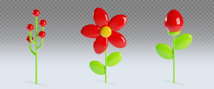 Miễn phí Vector bộ sưu tập hoa đất sét đỏ mùa xuân 3d
